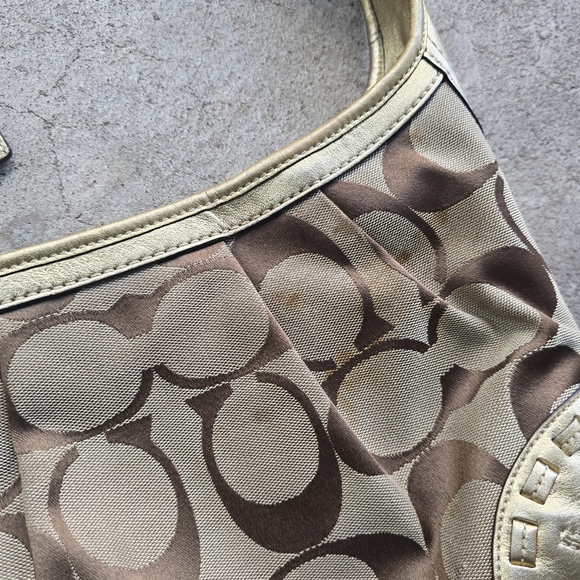 Coach Ergo Signature Hobo Purse Bag Jacquard Leather Shoulder 12227 Y2k Gold - Picture 3 of 8